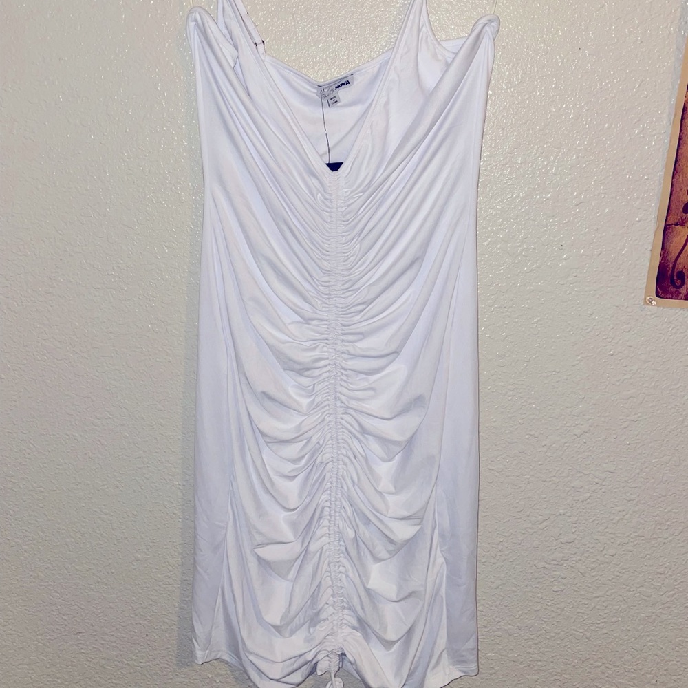 White scrunched dress
